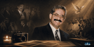 صورة تأبينية للصحفي محمد كعكاتي مع رموز الكاميرا والصحافة والشمعة وذاكرة الجالية العربية في كاليفورنيا.