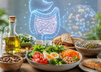 صورة مائدة عليها وجبة طعام صحي متوازن