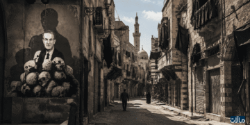 شارع مغلق خلال حداد رسمي بعد وفاة حافظ الأسد عام 2000.