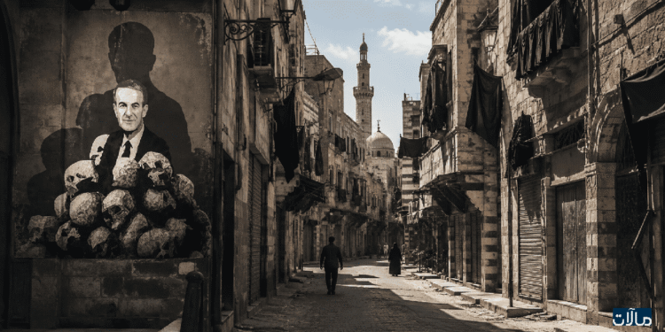 شارع مغلق خلال حداد رسمي بعد وفاة حافظ الأسد عام 2000.