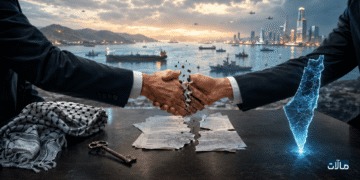 مشهد رمزي يجمع مضيق هرمز واتفاقات التطبيع المتصدعة وخريطة فلسطين في ظل التحولات الإقليمية بعد الحرب الأميركية ـ الإيرانية.
