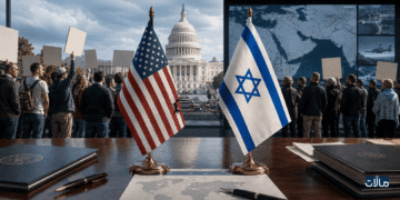 تكوين رمزي يجمع التعاون الأمني الأميركي–الإسرائيلي مع انقسام الرأي العام وتآكل الإجماع السياسي.‎