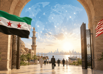سورية والولايات المتحدة في مشهد يرمز إلى الانفتاح الدولي والتحول السياسي والاقتصادي