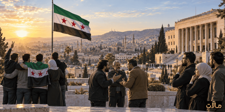 سوريون يناقشون مستقبل الدولة تحت العلم السوري الجديد بعد التحرير